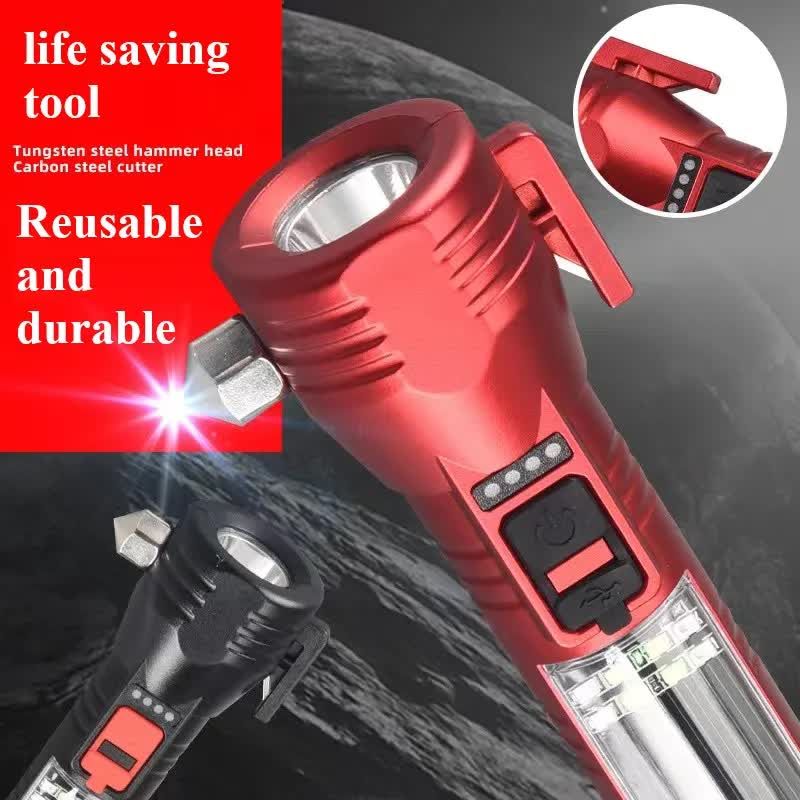 Rechargeable Safety Flashlight, Waterproof Emergency Torch with USB Charging, High-Lumen, Red V1188-MS-617-069