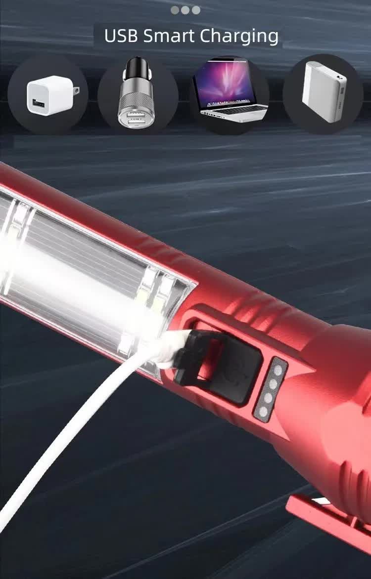Rechargeable Safety Flashlight, Waterproof Emergency Torch with USB Charging, High-Lumen, Red V1188-MS-617-069