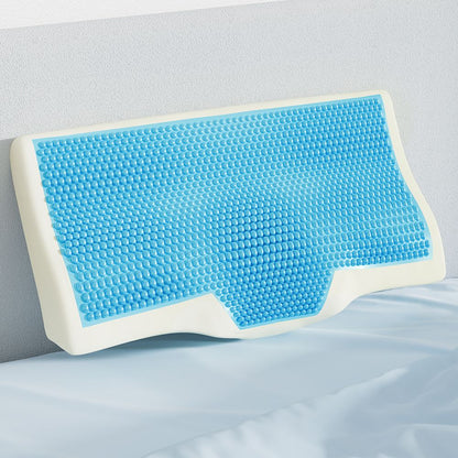 Memory Foam Cervical Pillow with Cool Gel, Contour Neck Support Sleeping Pillow V1188-MS-617-072