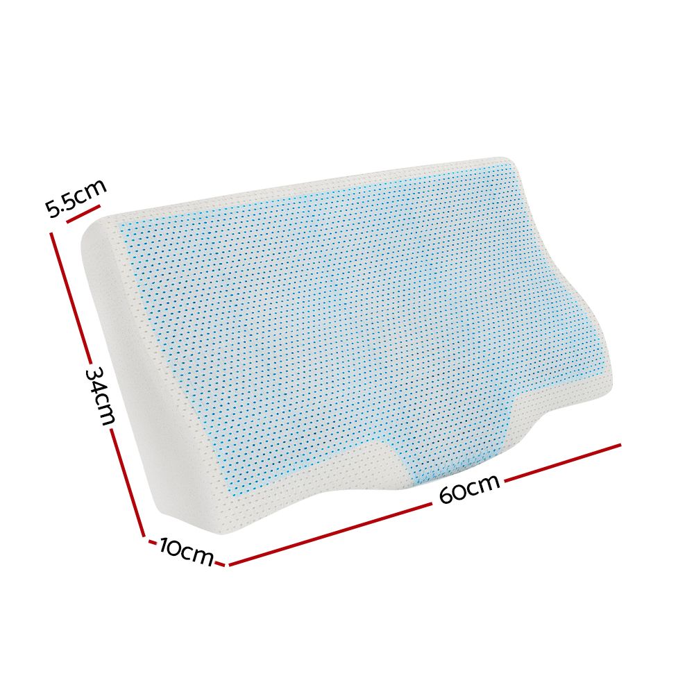 Memory Foam Cervical Pillow with Cool Gel, Contour Neck Support Sleeping Pillow V1188-MS-617-072