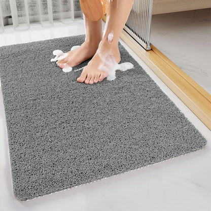 Quick-Dry Non-Slip Bathroom Mat 40 x 60 cm, Soft Loofah-Style Shower Rug, Gray V1188-MS-617-076