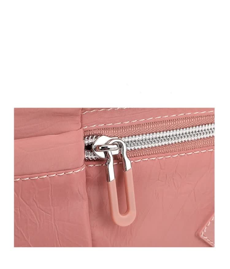 Lightweight Nylon Crossbody Shoulder Bag with Multi Pockets and Adjustable Strap, Light Blue V1188-MS-617-082
