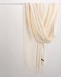 2 Pack Cashmere-Look Scarf Shawls with Fringe, Soft Warm Wraps, Light White V1188-MS-617-085