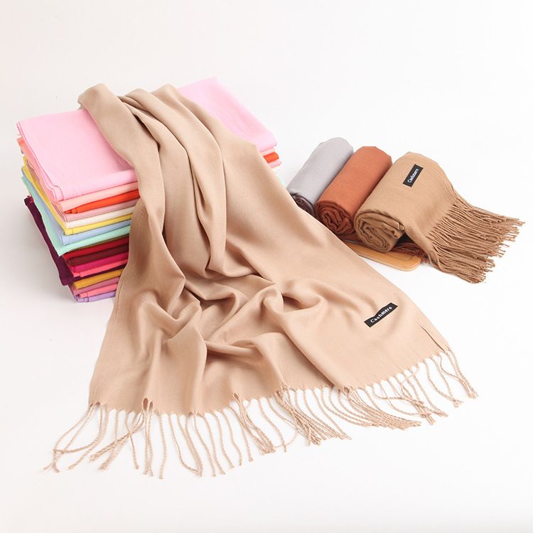 2 Pack Cashmere-Look Scarf Shawls with Fringe, Soft Warm Wraps, Light White V1188-MS-617-085