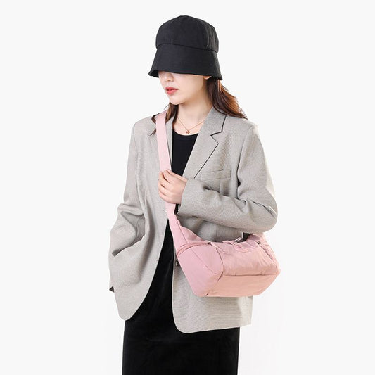 Large Nylon Crossbody Hobo Bag for Women, Lightweight Water-Resistant Shoulder Bag, Beige V1188-MS-617-088