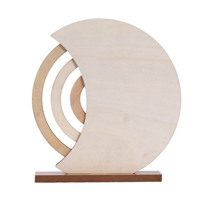 Rustic Wooden Perpetual Calendar, Moon Shape Desk and Home Decor, 20 x 18 cm V1188-MS-617-093
