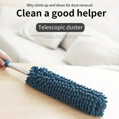 Telescopic Microfibre Cleaning Duster, Washable Static Dust Sweeper for High-Reach Cleaning, Navy Blue V1188-MS-617-094