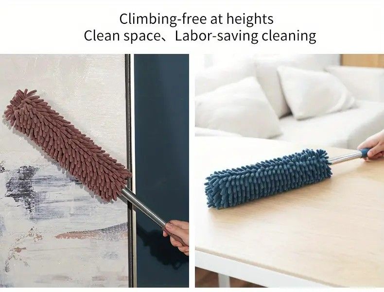 Telescopic Microfibre Cleaning Duster, Washable Static Dust Sweeper for High-Reach Cleaning, Navy Blue V1188-MS-617-094