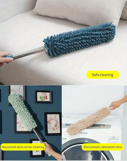 Telescopic Microfibre Cleaning Duster, Washable Static Dust Sweeper for High-Reach Cleaning, Navy Blue V1188-MS-617-094