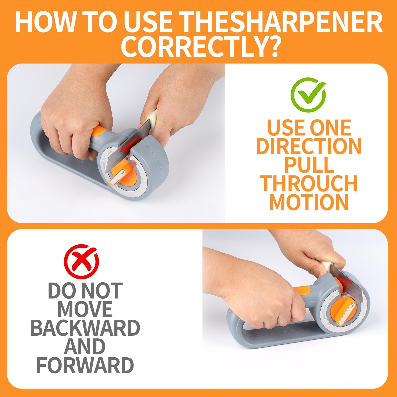 6-in-1 Rotary Knife Sharpener, Adjustable Multi-Function Sharpener for Kitchen Knives and Scissors, Gray V1188-MS-617-095