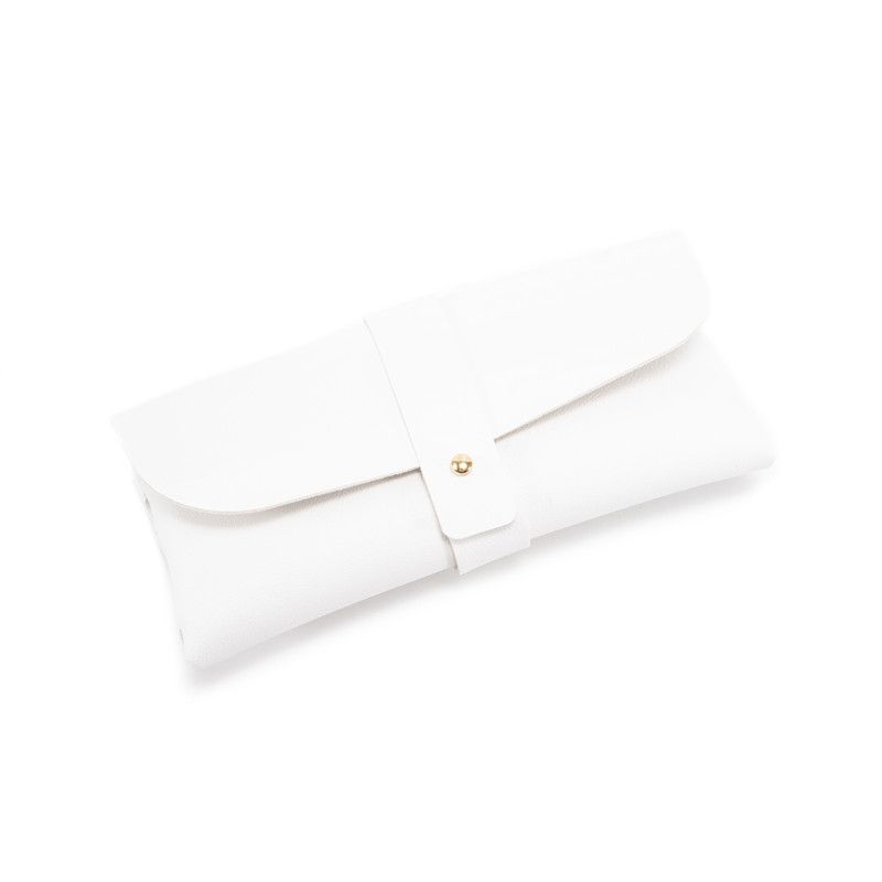 White PU Leather Eyeglass Case, Soft Protective Pouch for Sunglasses and Reading Glasses V1188-MS-617-101