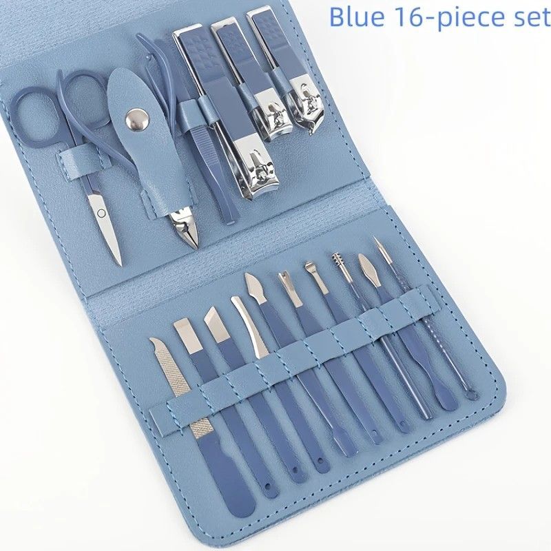 16-Piece Nail Care Set, Portable Professional Manicure and Pedicure Kit, Blue V1188-MS-617-103