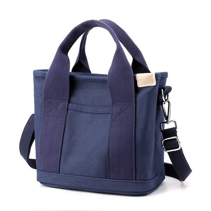 Small Canvas Tote Crossbody Bag with Adjustable Strap, Fits 9.7 Inch Tablet, Navy Blue V1188-MS-617-104
