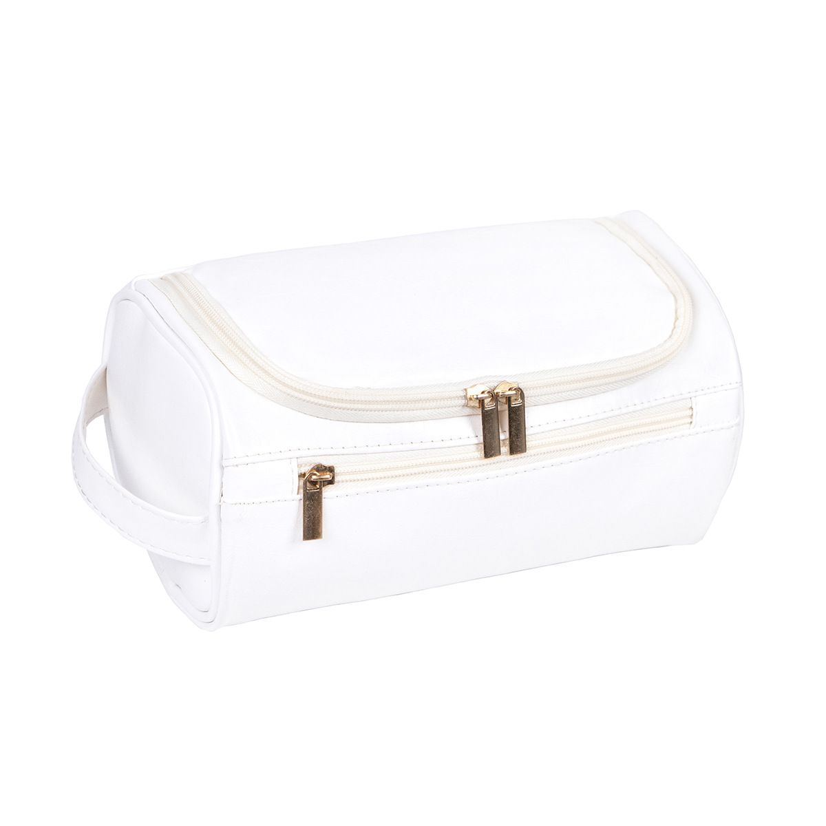 Large PU Leather Travel Toiletry Bag, Waterproof Portable Makeup Organizer, White V1188-MS-617-107