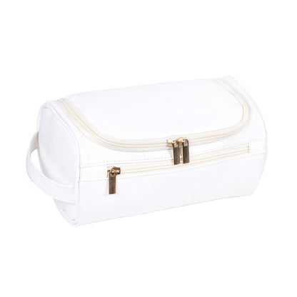 Large PU Leather Travel Toiletry Bag, Waterproof Portable Makeup Organizer, White V1188-MS-617-107