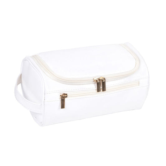 Large PU Leather Travel Toiletry Bag, Waterproof Portable Makeup Organizer, White V1188-MS-617-107