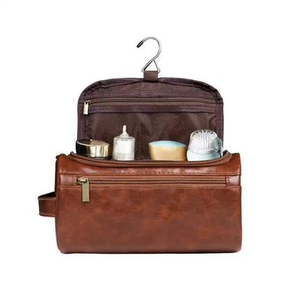 Large PU Leather Travel Toiletry Bag, Waterproof Portable Makeup Organizer, White V1188-MS-617-107