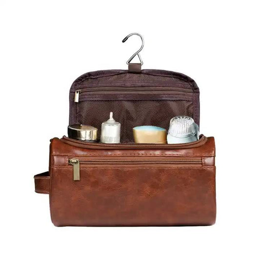 Large PU Leather Travel Toiletry Bag, Waterproof Portable Makeup Organizer, White V1188-MS-617-107