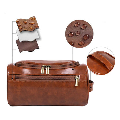 Large PU Leather Travel Toiletry Bag, Waterproof Portable Makeup Organizer, White V1188-MS-617-107