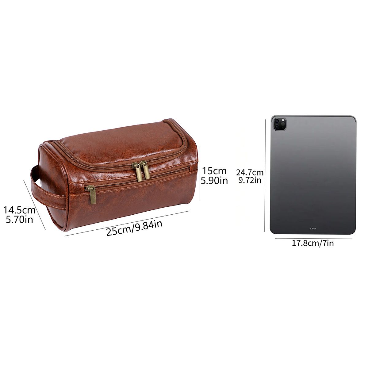Large PU Leather Travel Toiletry Bag, Waterproof Portable Makeup Organizer, White V1188-MS-617-107