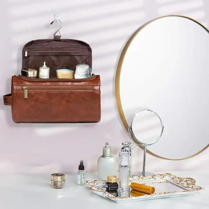 Large PU Leather Travel Toiletry Bag, Waterproof Portable Makeup Organizer, White V1188-MS-617-107