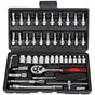 46-Piece 1/4 Inch Drive Socket Wrench Set, Chrome Vanadium Ratchet and Bit Kit, Black Case V1188-MS-617-121
