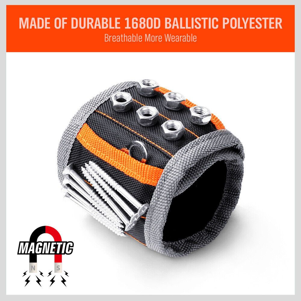 2 Pack Magnetic Wristbands, Tool Holder Strap for Screws, Bolts and Nails V1188-MS-617-122