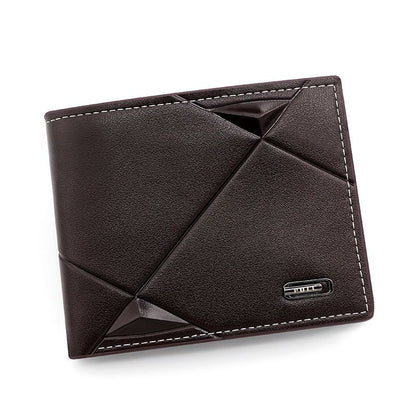 Men's PU Leather Bifold Wallet with Zipper Coin Pocket, Card Slots and ID Window, Dark Brown V1188-MS-617-127