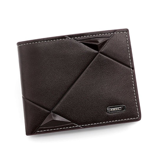 Men's PU Leather Bifold Wallet with Zipper Coin Pocket, Card Slots and ID Window, Dark Brown V1188-MS-617-127