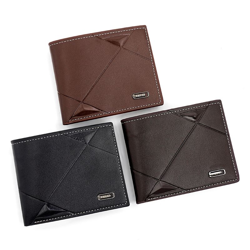 Men's PU Leather Bifold Wallet with Zipper Coin Pocket, Card Slots and ID Window, Dark Brown V1188-MS-617-127