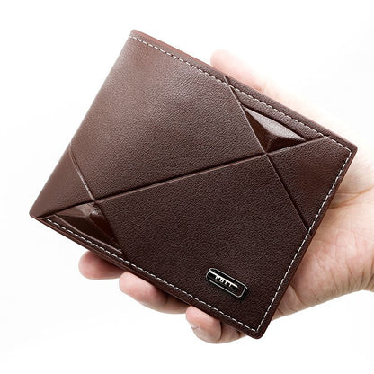 Men's PU Leather Bifold Wallet with Zipper Coin Pocket, Card Slots and ID Window, Dark Brown V1188-MS-617-127
