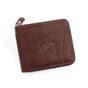 Men's Leather Wallet with Zipper and Horse Embossed Design, Multi-Card Bifold Wallet, Dark Brown V1188-MS-617-133