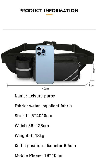 Water-Resistant Running Waist Pack with Bottle Holder, Adjustable Fitness Belt V1188-MS-617-134