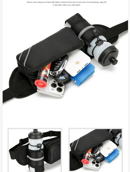 Water-Resistant Running Waist Pack with Bottle Holder, Adjustable Fitness Belt V1188-MS-617-134