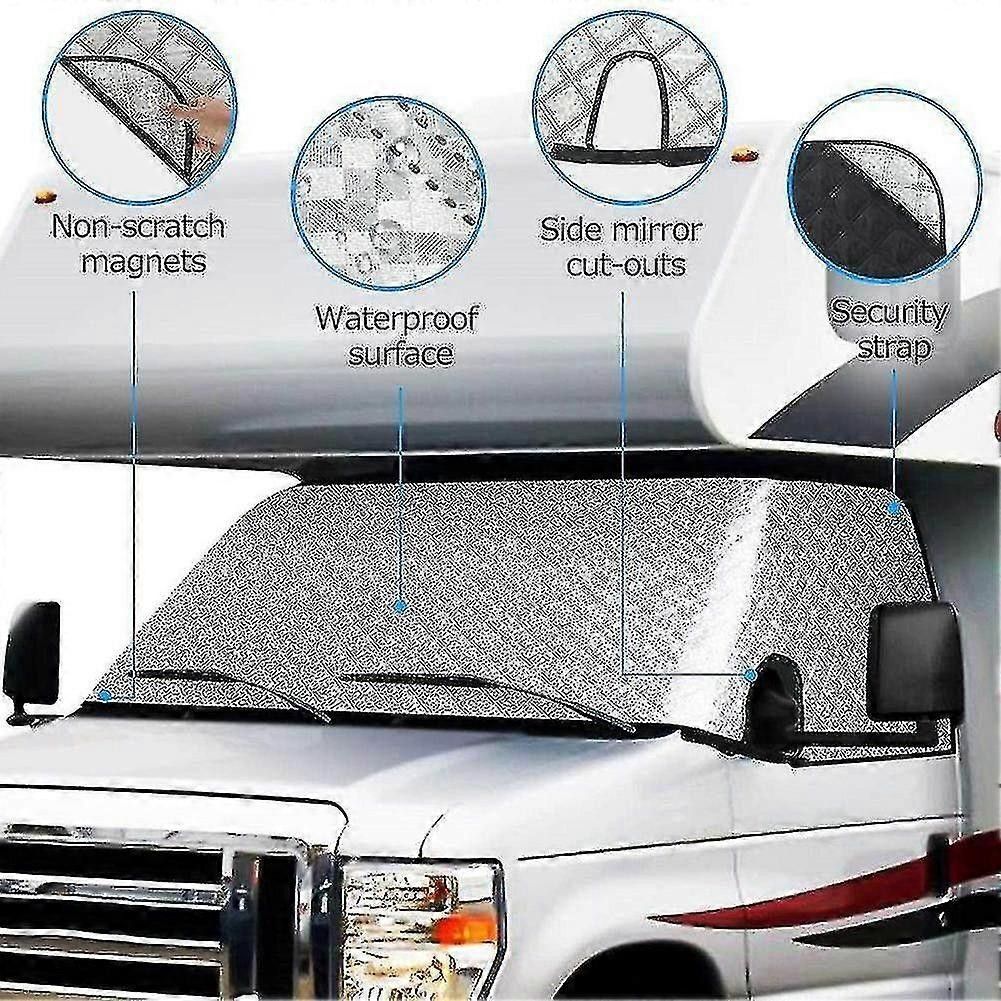 Camper Van Windshield Cover Compatible with C 1997-2022 4 Layer Thickened Camper Van Windshield Cover Snow Protection - WELLNGS