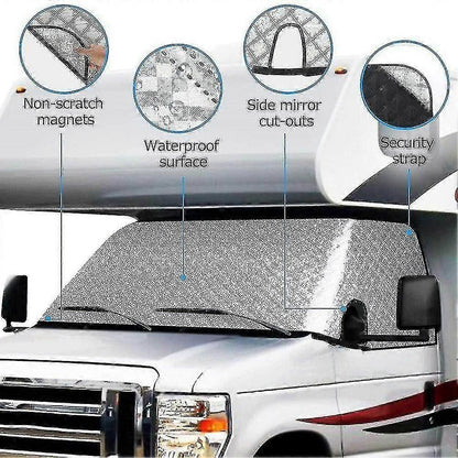 Camper Van Windshield Cover Compatible with C 1997-2022 4 Layer Thickened Camper Van Windshield Cover Snow Protection - WELLNGS