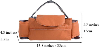 Universal Stroller Storage Bag with Cup Holder and Tissue Pocket Brown