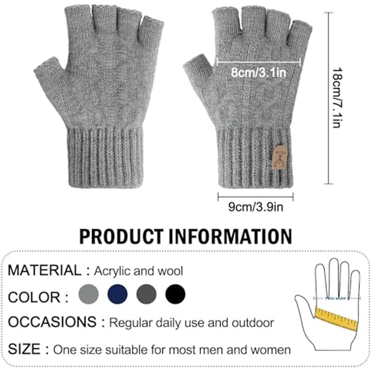 Fingerless Thermal Gloves Knitted Winter Gloves with Soft Lining