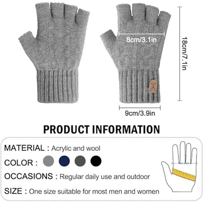 Fingerless Thermal Gloves Knitted Winter Gloves with Soft Lining
