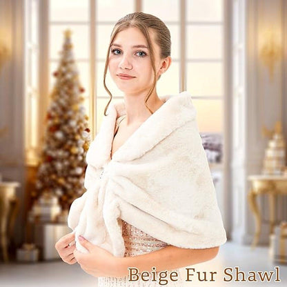 Womens Winter Scarf Poncho with Brooch, 143 x 33.5 cm