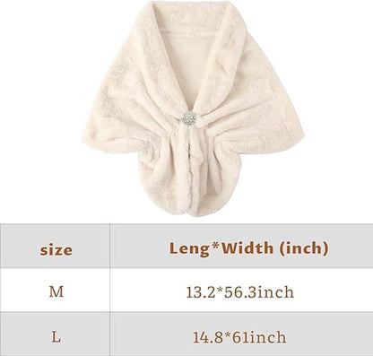 Womens Winter Scarf Poncho with Brooch, 143 x 33.5 cm