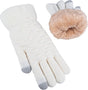 Womens Touchscreen Winter Gloves Thermal Knitted Fleece Lined White