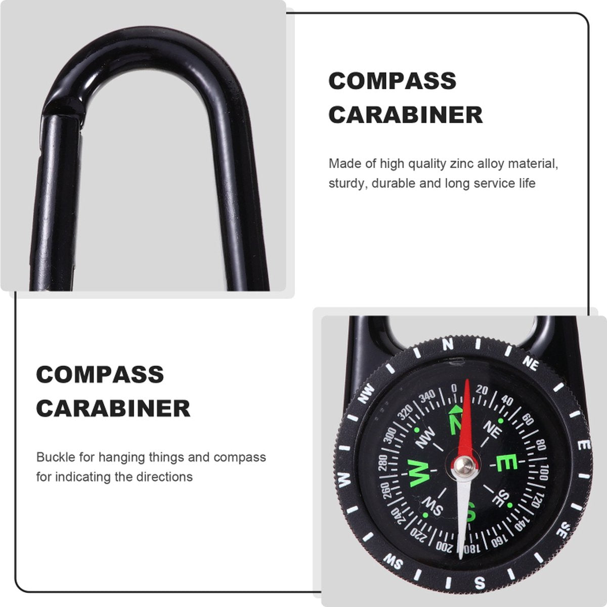 Multifunctional 1-in-1 Compass & Carabiner | Multitool | Belt Clip | Portable | Extra Strong | Survival | V1188-MS101-00003-1