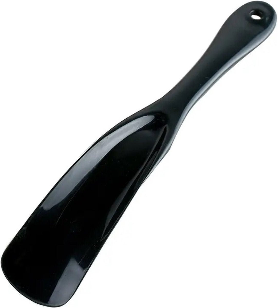 Spoon-shaped shoehorn | Plastic | Length 19.5 cm | Shoe puller | With hanging loop | Black V1188-MS101-00007-1