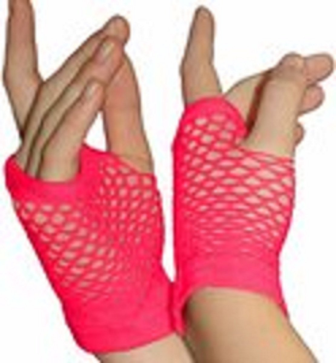 Fisnet Gloves | Erotic Gloves | Costume Gloves | Half Finger | 1 Pair | Neon Pink V1188-MS101-00017-1