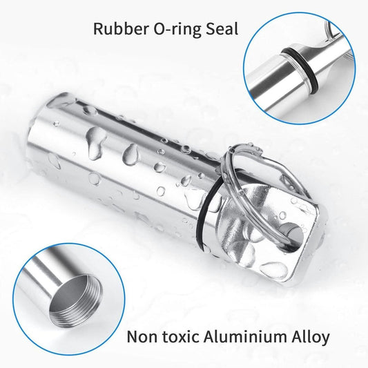 Luxury Pill Box Keychain | Medicine Box | Pill Box | Pill Container | Aluminum | Waterproof | Silver V1188-MS101-00022-1