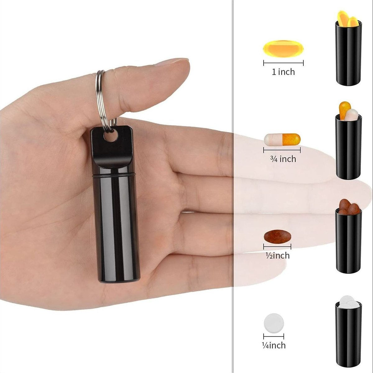 Luxury Pill Box Keychain | Medicine Box | Pill Box | Pill Container | Aluminum | Waterproof | Silver V1188-MS101-00022-1