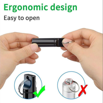 Luxury Pill Box Keychain | Medicine Box | Pill Box | Pill Container | Aluminum | Waterproof | Silver V1188-MS101-00022-1