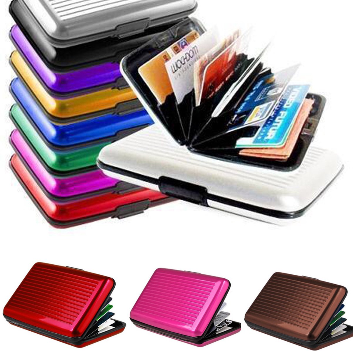 Aluminum Card Holder | Card Holder | Aluminum Wallet | Wallet | Card Holder | Black V1188-MS101-00028-1