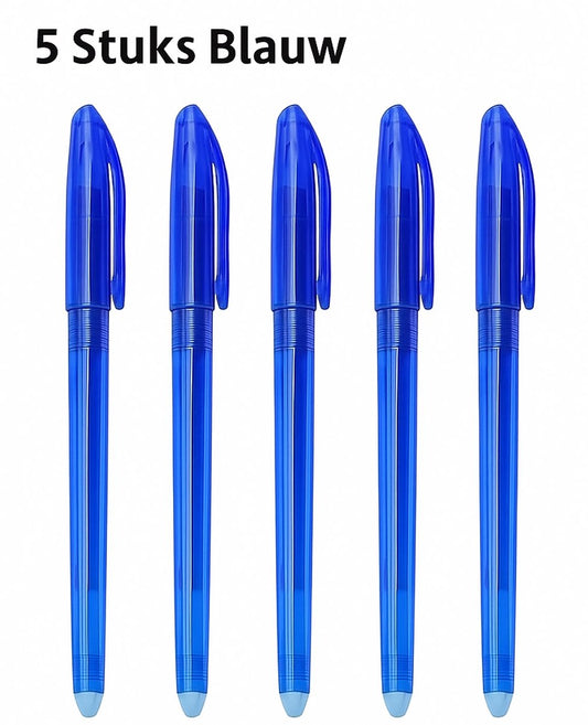 Erasable Pens 5 Pieces | Ballpoint Pens | Ballpoint Pen | Gel Pen | 0.7 mm Ballpoint Pen | Blue Ink | Blue V1188-MS101-00031-1